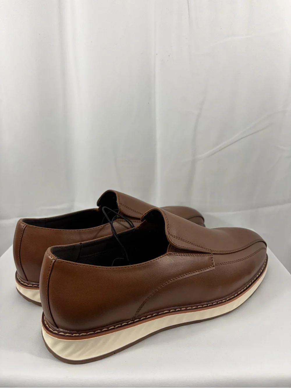 NWT Stafford Men's Size 7 Brown Slip-On Leather Dress Shoes